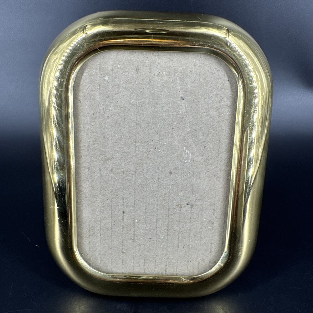 Vintage Gold Puffy Brass Picture Photo Frame 80s 90s Modern Glam Velvet Back